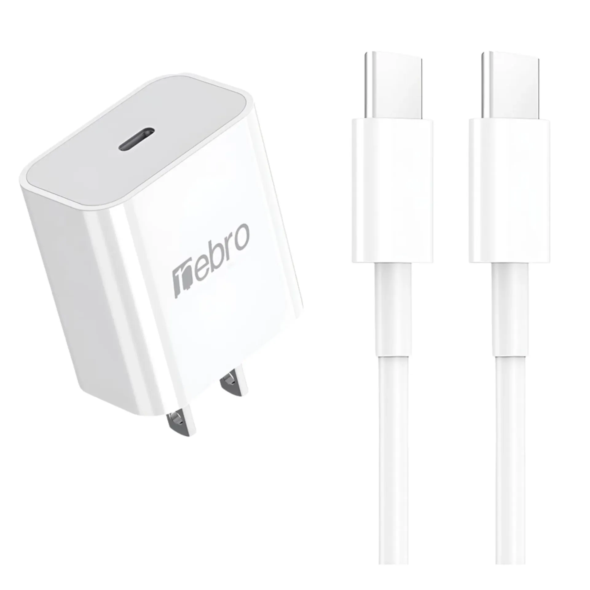 CARGADOR NEBRO COMBO VGA-001 TIPO-C 20W + CABLE TIPO-C A TIPO-C 1M
