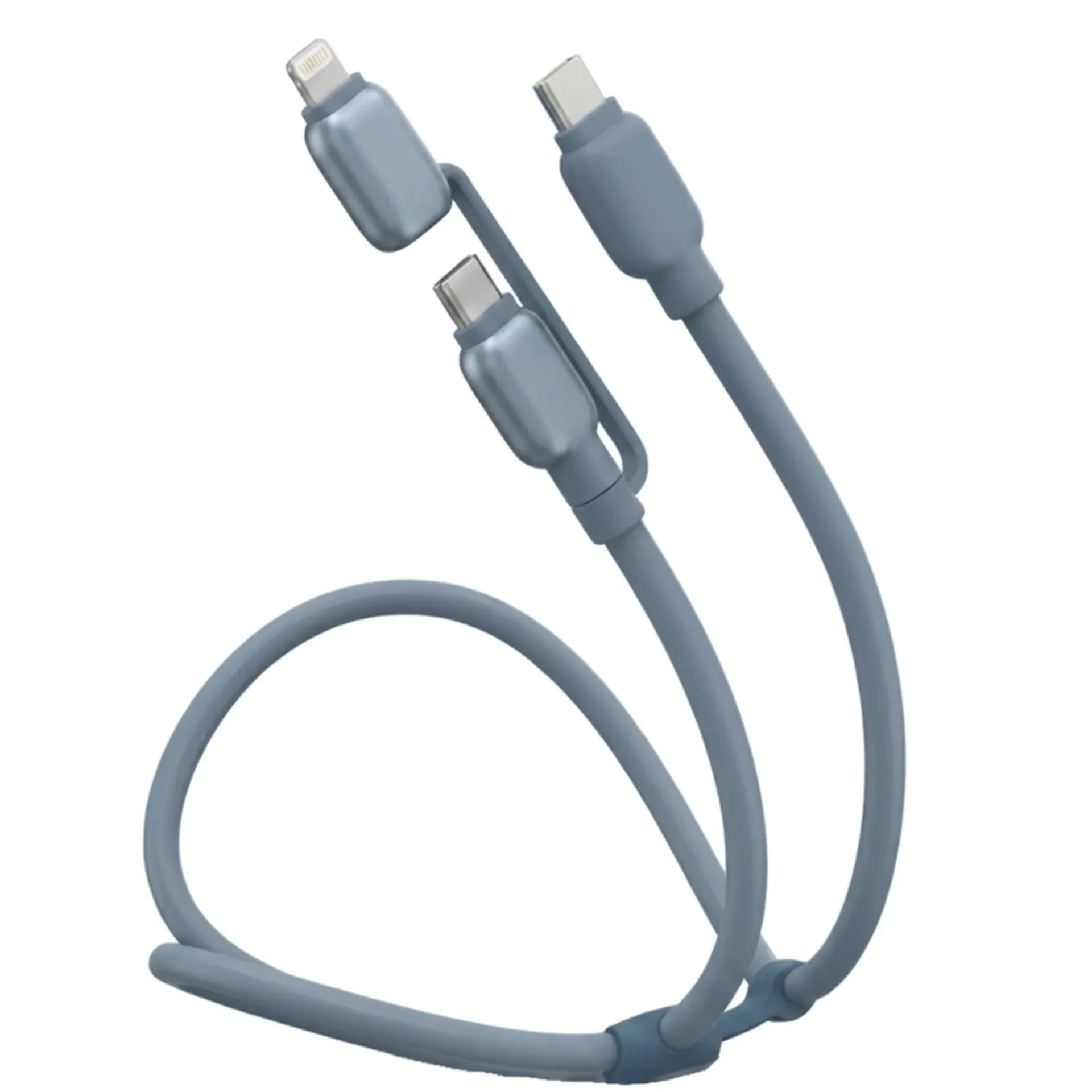 [131082] CABLE NEBRO WD-319 DATOS 2 EN 1 TIPO-C A TIPO-C + TIPO-C A LIGHTNING 1.5M (Gris)