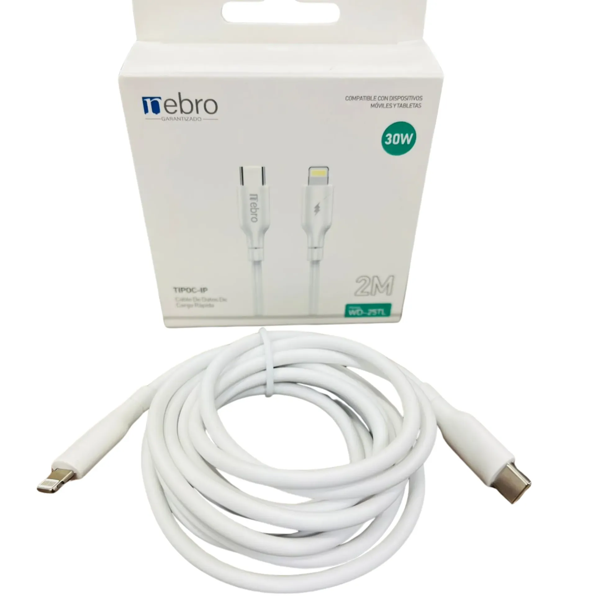 CABLE NEBRO WD-25TL TIPO-C A LIGHTNING 30W 2M