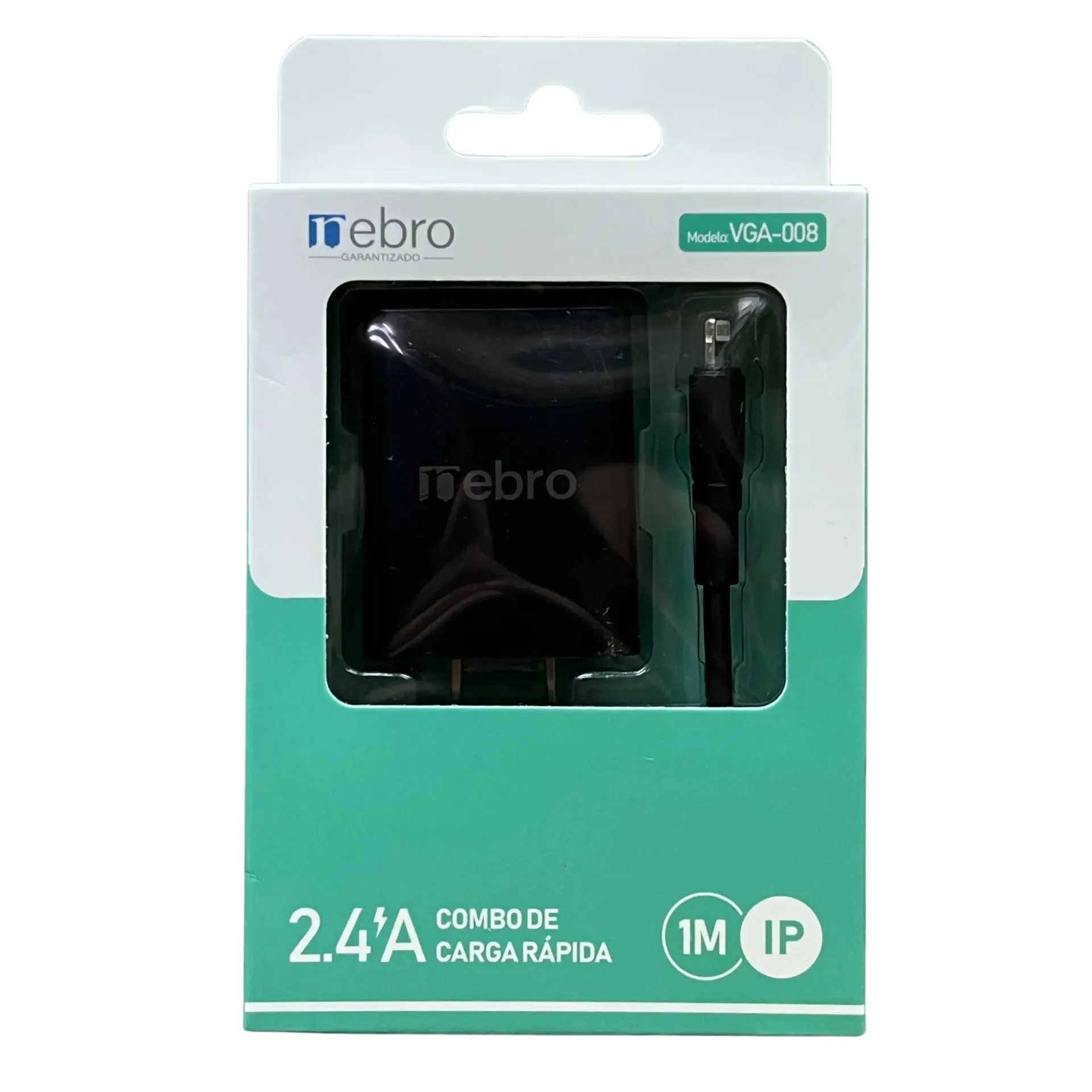 CARGADOR NEBRO VGA-008 COMBO CARGA RAPIDA IP 2.4A 1M