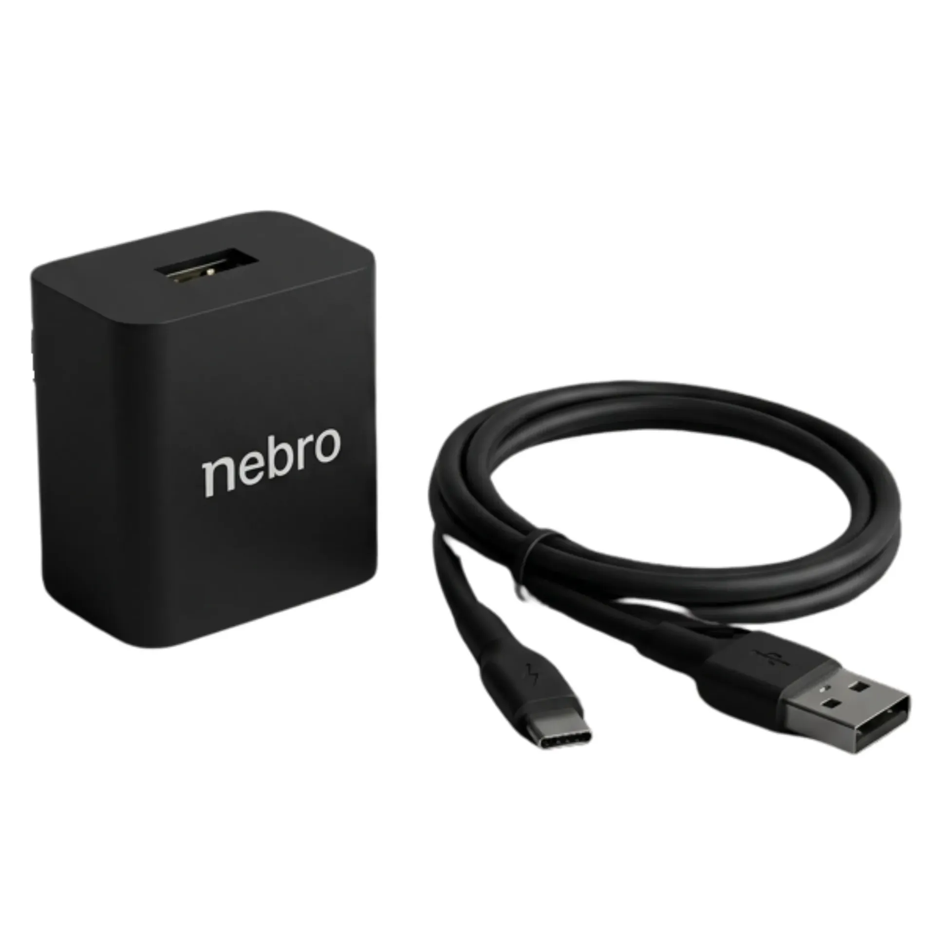 CARGADOR NEBRO COMBO VGA-009 USB-A + CABLE USB-A A TIPO-C 2.4A 1M